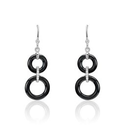 Boucles D'oreilles Pendantes Narcissa Argent Blanc Céramique Et Oxyde