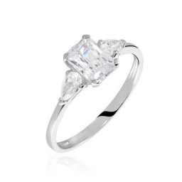 Bague Saelle Or Blanc Oxyde De Zirconium