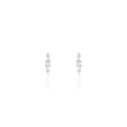 Boucles D'oreilles Puces Adriaan Argent Blanc Oxyde De Zirconium