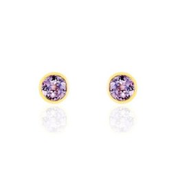 Boucles D'oreilles Puces Parmeclos Or Jaune Amethyste
