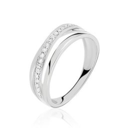 Bague Croisee Or Blanc Diamant