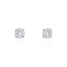 Boucles D'oreilles Puces Grace Or Blanc Diamant