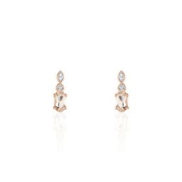 Boucles D'oreilles Puces Antonia Or Rose Morganite Et Diamant