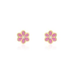 Boucles D'oreilles Puces Or Jaune Talia Email