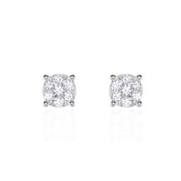 Boucles D'oreilles Puces Charlene Or Blanc Diamant Synthetique