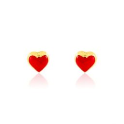 Boucles D'oreilles Puces Coralie Coeur Or Jaune