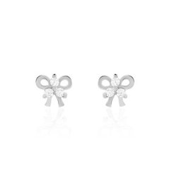 Boucles D'oreilles Puces Darina Noeud Or Blanc Oxyde De Zirconium