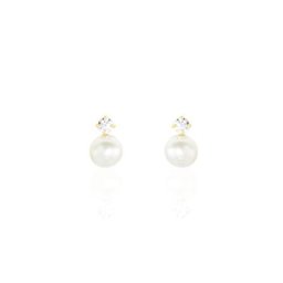 Boucles D'oreilles Puces Eolande Or Jaune Perle De Culture
