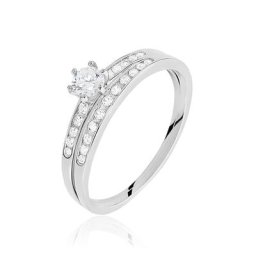 Bague Solitaire Maella Argent Blanc Oxyde De Zirconium