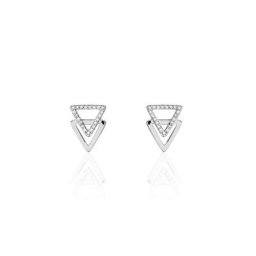 Boucles D'oreilles Puces Glorya Argent Blanc Oxyde De Zirconium