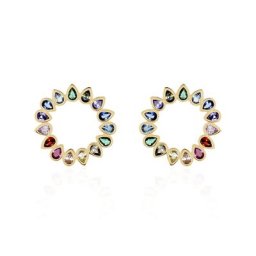 Boucles D'oreilles Pendantes Plaqué Or Jaune Ethem Pierres