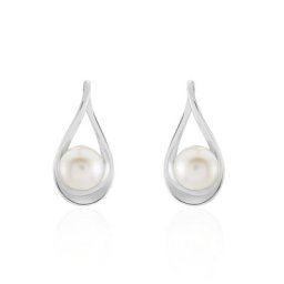 Boucles D'oreilles Pendantes Loren Argent Blanc Perle De Culture