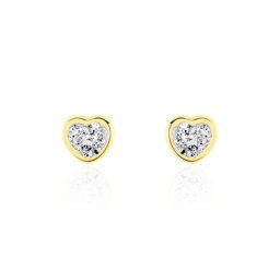 Boucles D'oreilles Puces Daria Cœur 0 Or Jaune Strass
