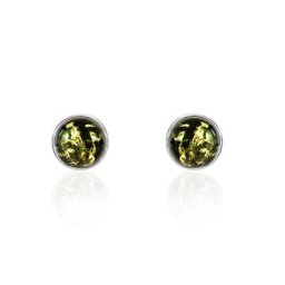 Boucles D'oreilles Puces Argent Blanc Acacia Ambre