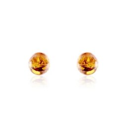 Boucles D'oreilles Puces Argent Blanc Brunhild Ambre