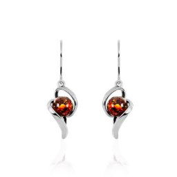 Boucles D'oreilles Pendantes Hilarionne Argent Blanc Ambre