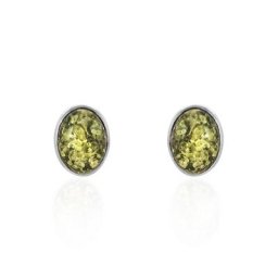 Boucles D'oreilles Puces Argent Blanc Anise Ambre