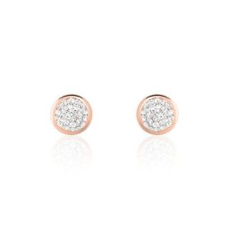 Boucles D'oreilles Puces Edmee Cercle 0 Or Rose Strass