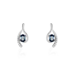 Boucles D'oreilles Sagesse Or Blanc Topaze Oxyde