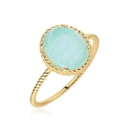 Bague Leeve Plaqué Or Jaune Amazonite