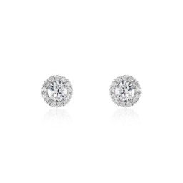 Boucles D'oreilles Puces Eternite Argent Blanc Oxyde De Zirconium