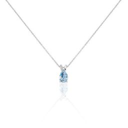 Collier Teresa Or Blanc Topaze Et Diamant