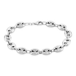 Bracelet Carrus Maille Grain De Cafe Argent Blanc
