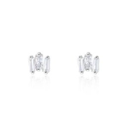 Boucles D'oreilles Puces Adria Argent Blanc Oxyde De Zirconium