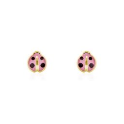 Boucles D'oreilles Puces Helidie Coccinelle Or Jaune