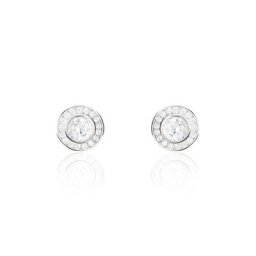 Boucles D'oreilles Puces Marquise Argent Blanc Oxyde De Zirconium