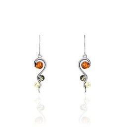Boucles D'oreilles Pendantes Levannah Argent Blanc Ambre