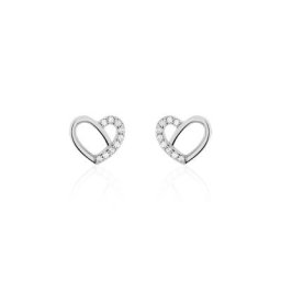 Boucles D'oreilles Puces Dorthea Argent Blanc Oxyde De Zirconium