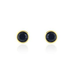 Boucles D'oreilles Puces Edy Serti Clos Or Jaune Saphir