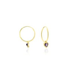 Créoles Marsie Coeur Or Jaune Amethyste