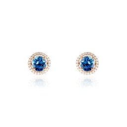 Boucles D'oreilles Puces Or Rose Maeva Topazes Oxydes De Zirconium
