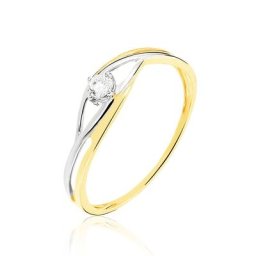 Bague Solitaire Peline Or Bicolore Oxyde De Zirconium