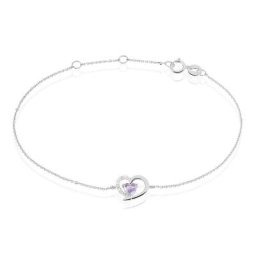 Bracelet Eliana Or Blanc Amethyste Et Oxyde De Zirconium