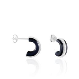 Créoles Noci Demi Cercle Argent Blanc Céramique Et Oxyde De Zirconium