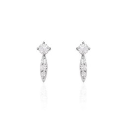 Boucles D'oreilles Puces Bormana Argent Blanc Oxyde De Zirconium