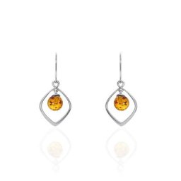 Boucles D'oreilles Pendantes Iva Argent Blanc Ambre