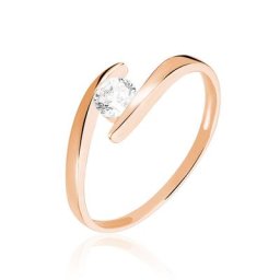 Bague Solitaire Camilia Or Rose Oxyde De Zirconium