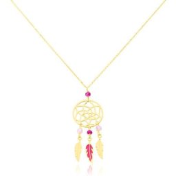 Collier Marion Attrape Reve Plumes Or Jaune