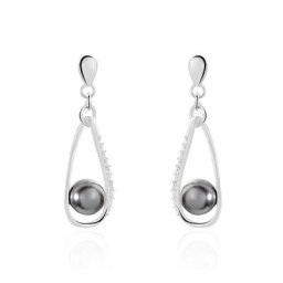 Boucles D'oreilles Pendantes Polynesie Argent Perle D'imitation Oxyde