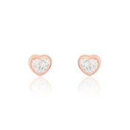 Boucles D'oreilles Puces Daria Cœur 0 Or Rose Strass