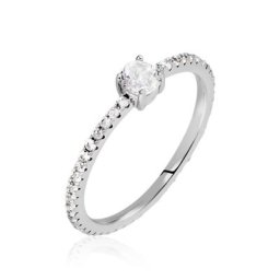 Bague Solitaire Ursi Argent Blanc Oxyde De Zirconium