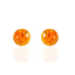 Boucles D'oreilles Puces Argent Blanc Brunhild Ambre