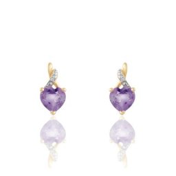 Boucles D'oreilles Or Jaune Clothilde Amethystes Oxydes