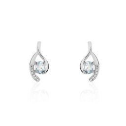 Boucles D'oreilles Sagesse Or Blanc Topaze Oxyde