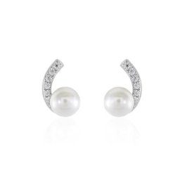 Boucles D'oreilles Angel Or Blanc Perle De Culture Oxyde Oxyde