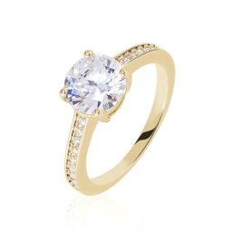 Bague Solitaire Zoura Plaqué Or Jaune Oxyde De Zirconium